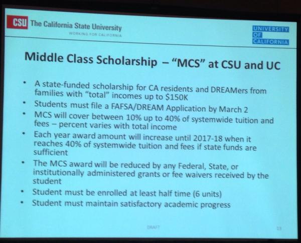 #MiddleClassScholarship #California #FinancingUniversityEducation