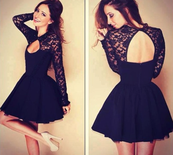 EstelaTodoRopa's tweet photo. vestido negro con mangas de encaje! tallas de S a XL. 23€ http://t.co/0Y4y3hhFgl