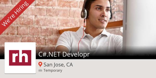 Jobs_in_SanJose's tweet image. #RobertHalf is hiring a C#.NET #Developr in #SanJose, apply now! #job workfor.us/roberthalftech…
