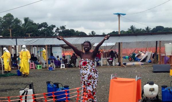 Sianneh, our 100th survivor was discharged from ELWA3 in Monrovia today, free of #Ebola &amp; with the world at her feet!