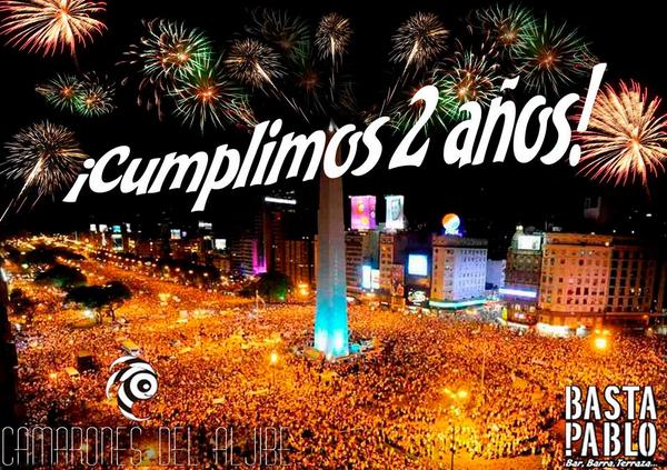 BastaPablo's tweet photo. Festejamos 2 años de alegrías! El viernes 19/9 desde las 21.30. Musicalizan @LosCamaronesOK #Venite http://t.co/89Ar4zRX62