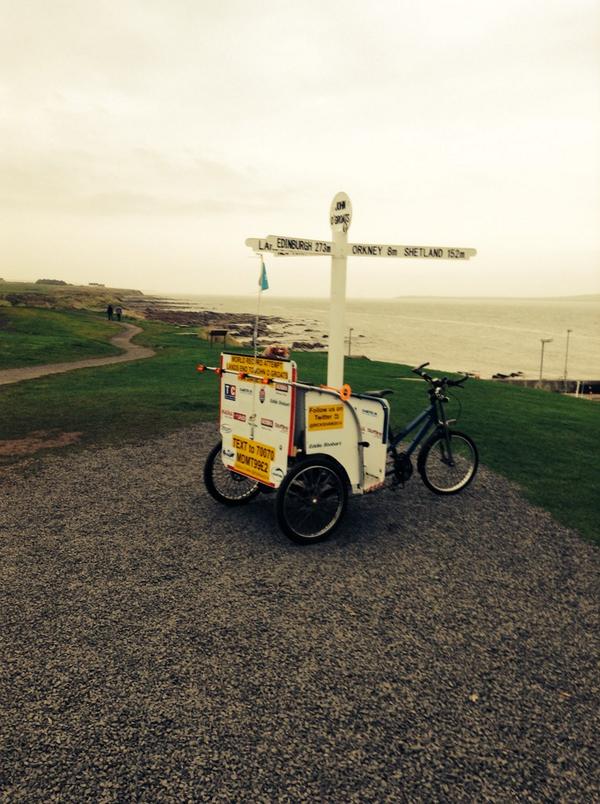 Deano8267's tweet photo. Unbelievable achievement Lejog on a rickshaw bought off of eBay. @MJG_1971 @MartinWannell @mikeexleysd41 #Amazing http://t.co/2iZIPXzO7k