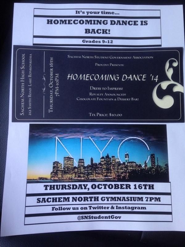 SNStudentGov's tweet image. Homecoming Tickets are selling fast! Get them in D217 before it's too late. All info in attached flier! RETWEET!