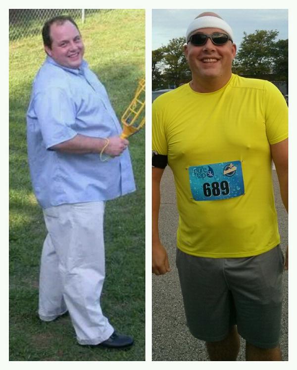 jasonhigdon's tweet photo. Left: 355 in November 2013. Right: 240 in September 2014 and my first 5k. #RWIRANITOFF http://t.co/v7724i8YEa