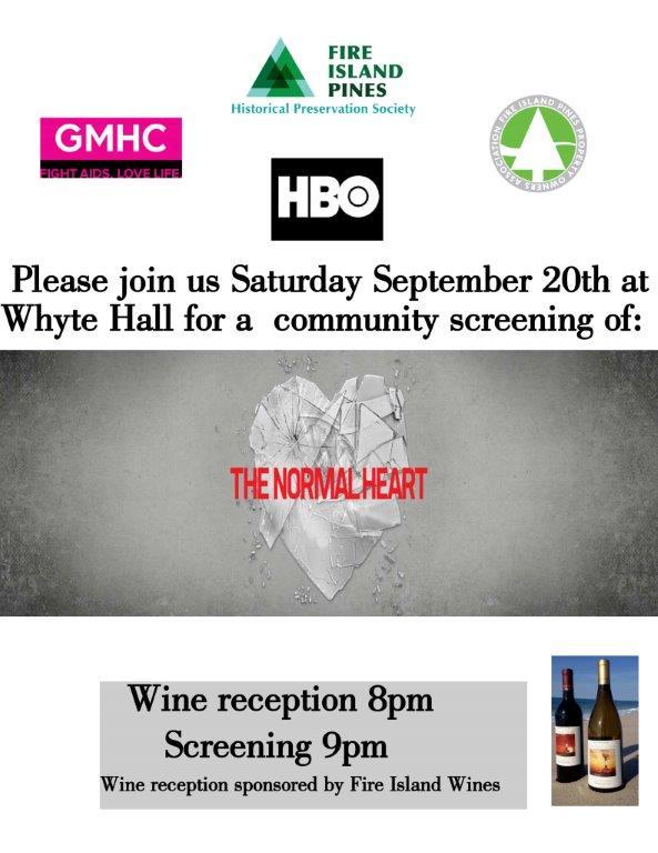 GMHC's tweet image. Fire Island Historical Preservation Society @FIPPOA &amp;amp; GMHC are hosting a screening of @HBO's @NormalHeartFilm, 9/20