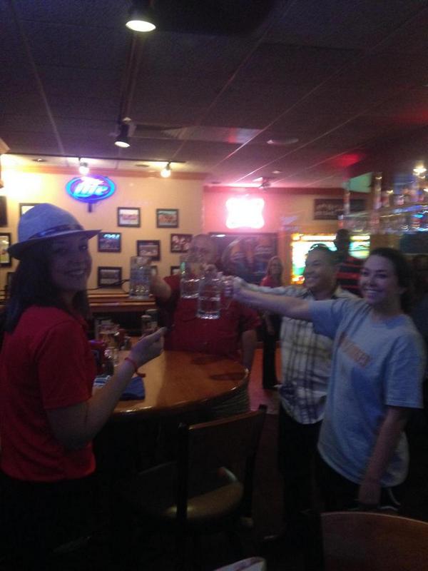 Hoist the stein contest from last thursday!! Come out and try to win a 46" tv!!! Only 3 weeks left! #ThirstyThursdays