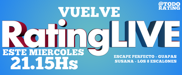TodoRating's tweet photo. Este Miércoles 21.15Hs VUELVE > #RatingLive RT si los vas a ver http://t.co/4LdiguuuNb