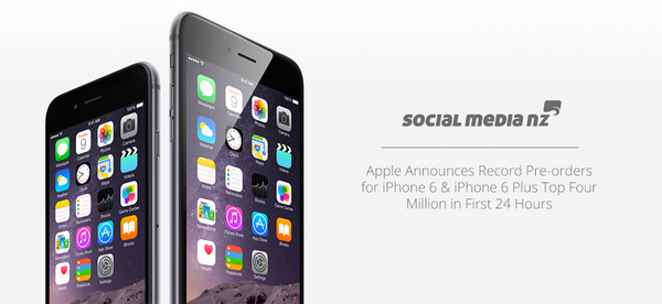 SocialMedia_NZ's tweet photo. Apple announces record pre-orders for iPhone6 &amp; iPhone6 Plus top 4 million in first 24hrs - http://t.co/eoUxHjixUd http://t.co/UuABLmhIw2