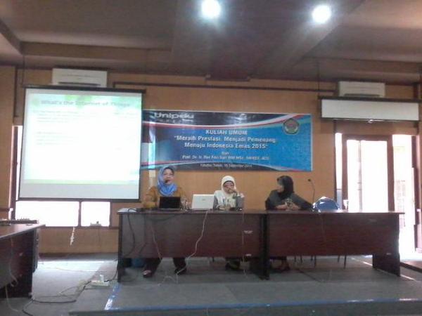 Info_Unipdu's tweet photo. Kuliah umum "Meraih Prestasi, Menjadi Pemenang: Menuju Indonesia Emas 2015" oleh Prof. Riri Fitri S.  diikuti MABA FT http://t.co/4oOiC8WP4Q