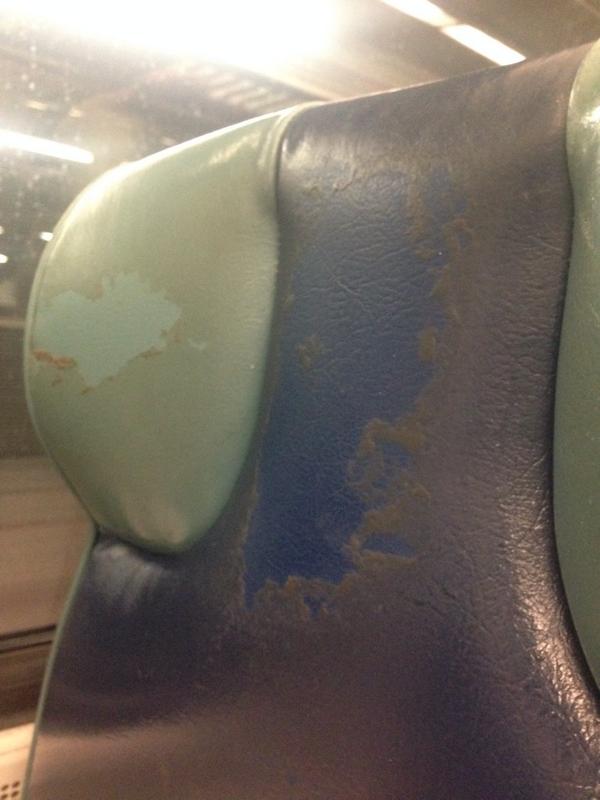 Time to clean seats <a href="/MetroNorth/">Metro-North Railroad</a>. Hudson Line 9/16. Who would want to sit here??