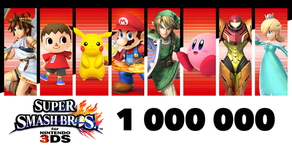 NintendoES's tweet photo. ¡#SmashBros for Nintendo #3DS ha vendido más de 1 millón de ejemplares en Japón en 2 días! Disponible aquí el 03/10. http://t.co/D1BHdkmt5N