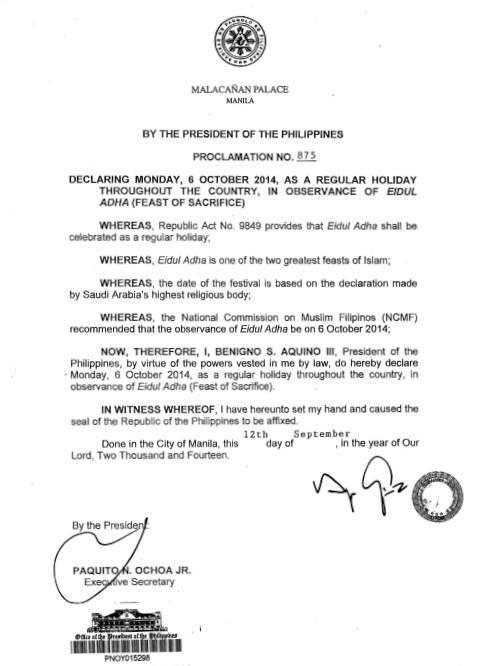 rvnrmno's tweet photo. “@sbcasec: No classes on Oct. 6, Monday in observance of Eidul Adha, the Feast of Sacrifice. #BedanBuzz2014 http://t.co/MmjDEJi1H3”