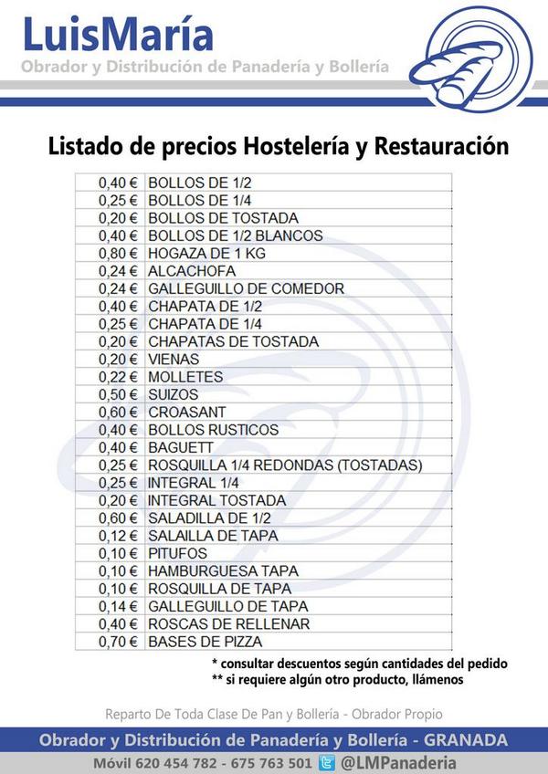 LMPanaderia's tweet photo. Listado de precios y productos para #Hostelería y #Restauración #Bares #Cafeterías. Llámemos y le mejoramos el precio http://t.co/GCeiXPKUQz