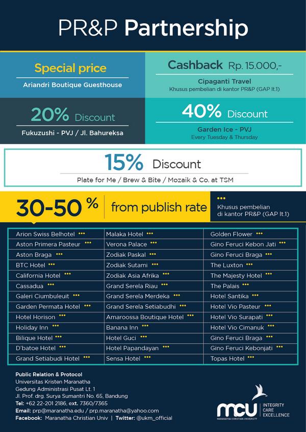 #MCUPartner Dptkan privilege khusus bg civitas UK.Maranatha, info lbh lanjut dpt lgsng dtg k kntr PR&amp;P, GAP lt.1 :)