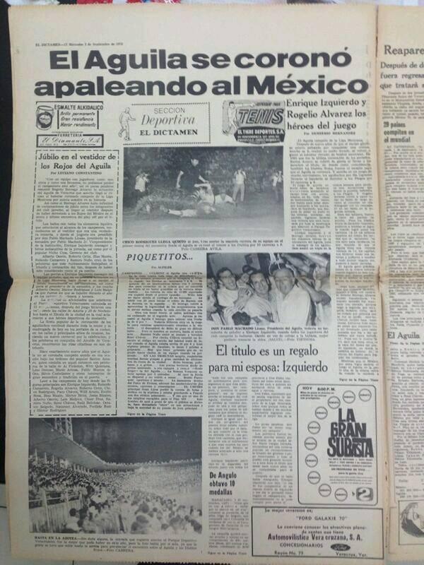 Así lo publicó @ElDictamen en 1970; @RojosdelAguila  campeón #111Aniversario