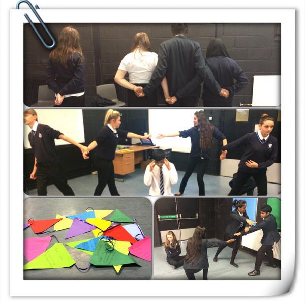 Abstract imagery &amp; creating 'target bunting'. Year 10 make a great start to GCSE Drama.