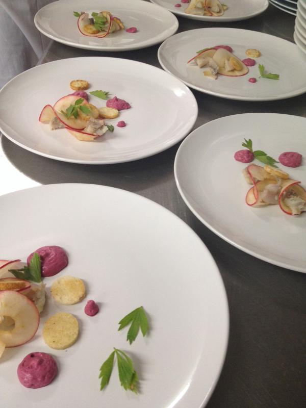 Pickled herring ready for course three at September Chef's Dinner. #onlyinmn