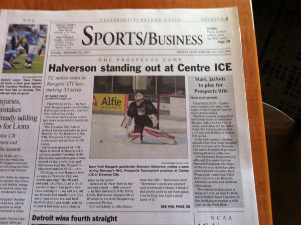 StarsPR's tweet image. Front page of the Sports Section of the @RecordEagle  here in Traverse City. Look on the right side of the page.