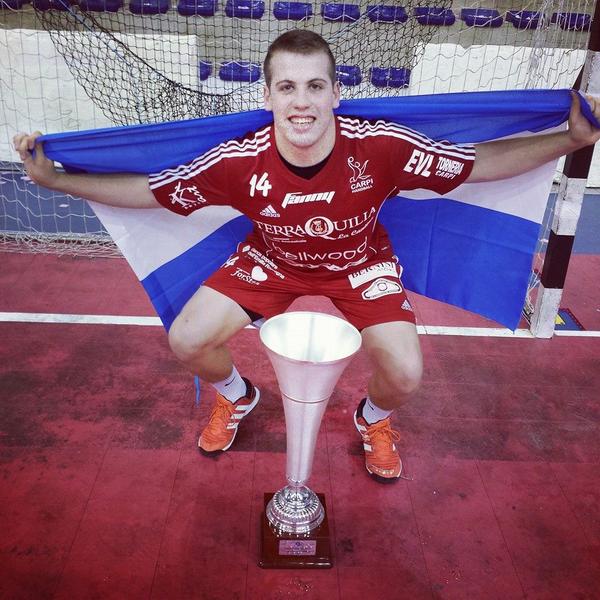 Martín Molina, ex jugador de handball de Afalp, actual del Carpi de Italia, campeón Supercopa Italia @HandballAFALP