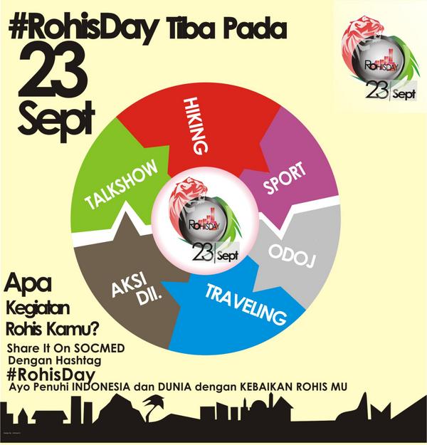 "Make a Beetter Indonesia, dengan Rohis Kita.
Ayo, Nasionalkan ROHIS, dengan tulis
#RohisDay di status, dr tgl 20-23"