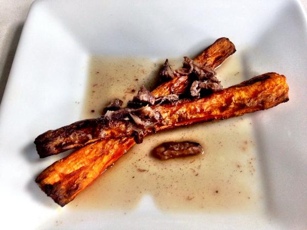 blindmonkwpb's tweet image. Preparing for our @CigarCityBeer event: Roasted carrots with braised beef neck #secondcuts #thethirdplate