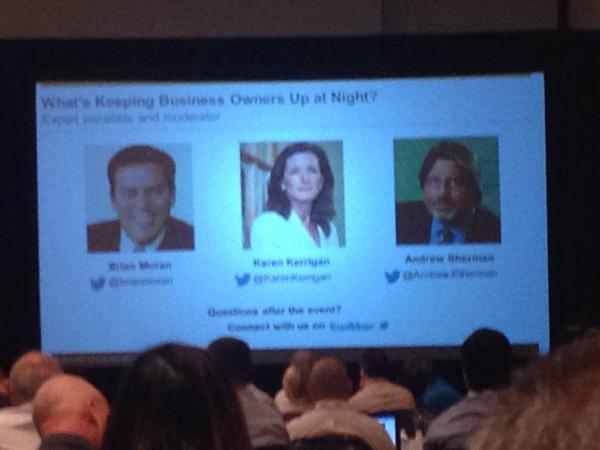 BradWindecker's tweet photo. Great #b1summit panel this morning @KarenKerrigan @AndrewJSherman @brianmoran #sap #smallbusiness http://t.co/aPtAjErxw7