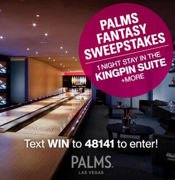 Palms's tweet photo. Dream big, win big! Live your #Vegas fantasy by texting WIN to 48141 to enter our Fantasy Sweepstakes! http://t.co/gLjhd0btFl