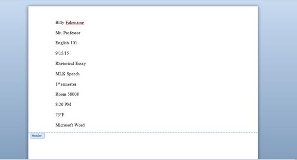 Proper heading for college essay