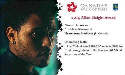 Canada's Walk of Fame on X: The Weeknd #CWOF2014  /  X