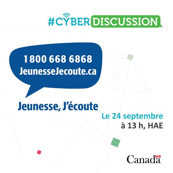 cyber_securite's tweet image. Le 24 septembre, participez à notre #CyberDiscussion avec @Jeunessejecoute et d’autres spécialistes.