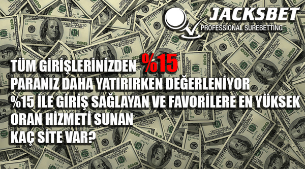 Tüm girişlerinize %15 veren kaç site var. jacksbet.com