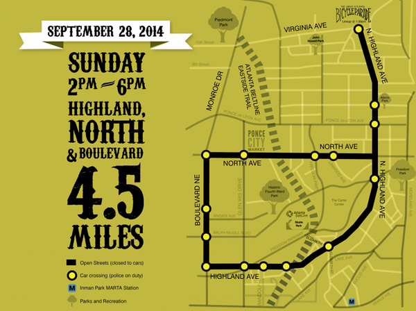 letspropelatl's tweet photo. Check out this great route! Highland, Boulevard, and North Ave are going to be awesome during @ATLStreetsAlive! http://t.co/1sxMUmSweG