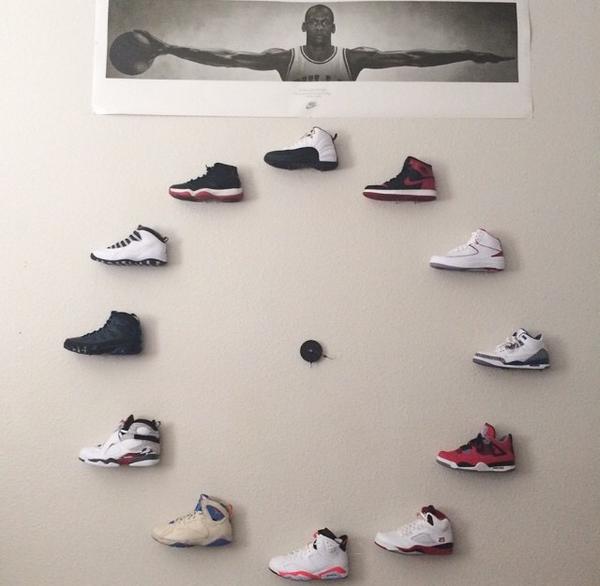 clock with jordan sneakers