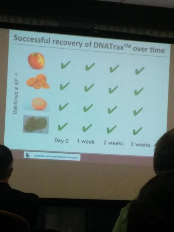Lawrence Livermore National Laboratory presenting on using DNA to track food from farm to fork #tfdc14