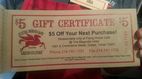 flyinghorsecafe's tweet photo. Did you know we had gift certificates?  Available in $5 denominations.  Perfect for someone special. http://t.co/WaTlqmyNIX