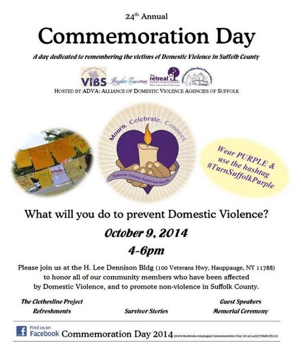 Commemoration Day is 10/9/14 #HLeeDennisonBuilding to be illuminated in #purple at 6:30pm #TurnSuffolkPurple #DVAM14