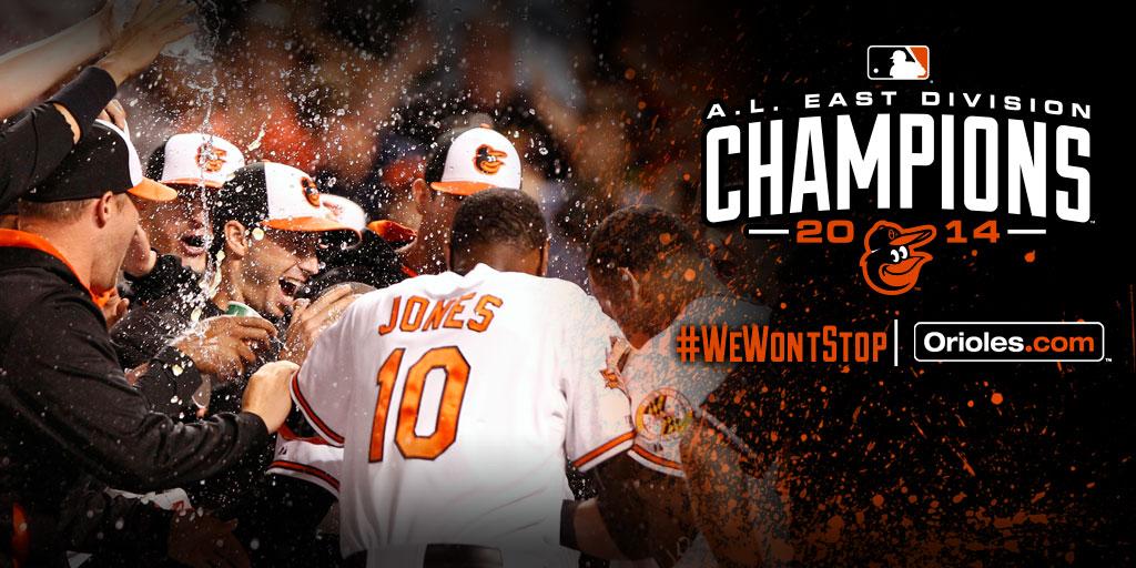 Baltimore Orioles on X: Your Baltimore Orioles are the 2014 American  League East Champions! #WeWontStop  / X