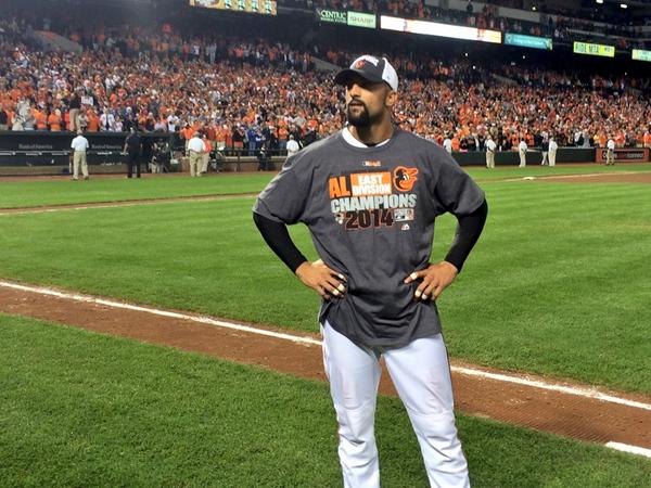 WBALPete's tweet image. My favorite pic, Markakis by himself (fitting) just savoring. #WBALOrioles