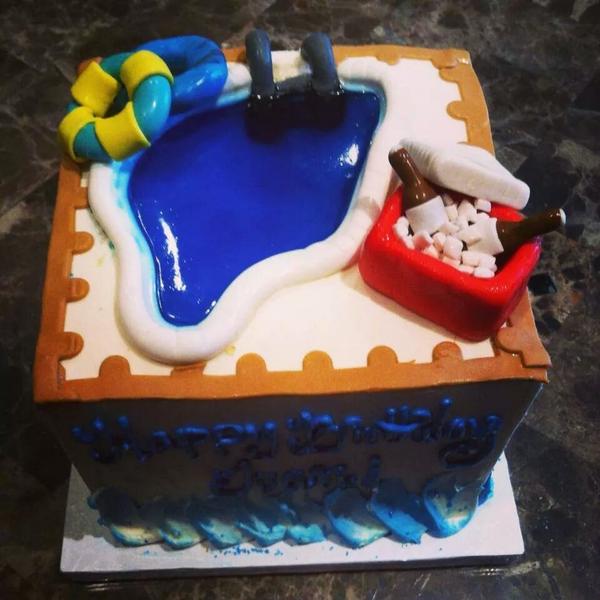 Endlescreation's tweet photo. Cool off this hot weather with a custom pool cake. Custom cakes available for all occasions.  Place your order today. http://t.co/VzbJOGGxdU