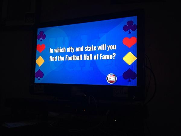 KSBI52's tweet photo. In which city and state will you find the Football hall of Fame? Wild Card http://t.co/GpXOhpyCXi