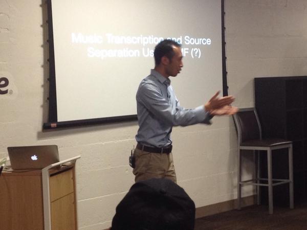 ZipfianAcademy's tweet image. Engineer and musician @stevetjoa explains how he gets data from music with machine learning. #SFDataScience