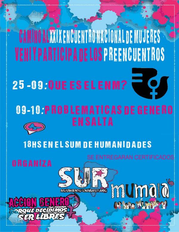 SurSalta's tweet photo. Porque hay mucho q discutir! Veni y participa de los preencuentros cara al encuentro nacional de mujeres!! http://t.co/WXH3X9VqnF