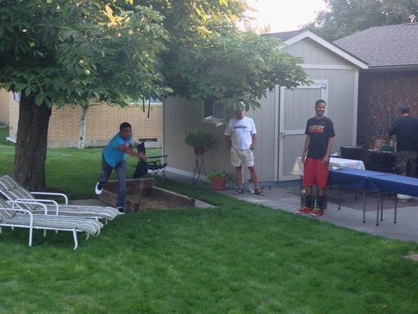 USUBasketball's tweet photo. In addition to eating some great food, we also played some horseshoes and kubb! #TeamBonding #AggieFamily http://t.co/JEY4TPGpkS