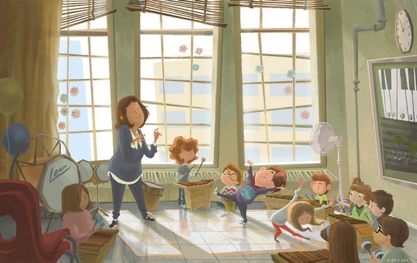 Orff Class in Claude Watson School Of the Arts Toronto. Circa 1996 ! #music #illustration  #art #orff #drums #kids