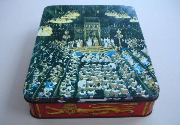 1950s Queen Elizabeth II Opening of Parliament Souvenir Tin Vintage Biscuit Tin Vintage Sweet Tin by FillyGumbo (...
