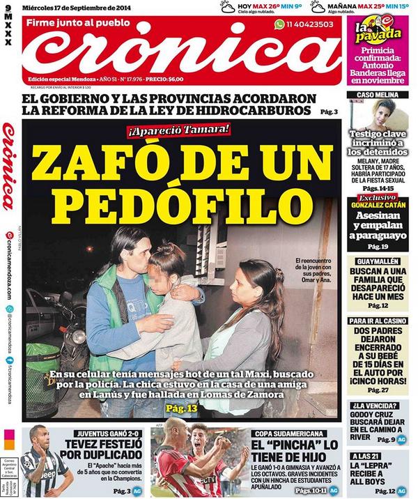 cronicamendoza's tweet photo. Tapa de la edición impresa http://t.co/sIxoo1lsdZ