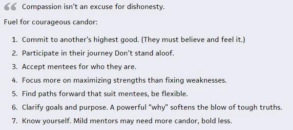 How to have courageous candor: bit.ly/1u0GiFf (NEW)

4 Qualities of Gr8 Mentors