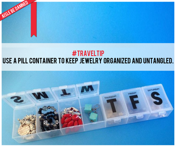 AisleBeDamned's tweet image. #TravelTip 
Use a pill container to keep jewelry organized and untangled. #packingbags #packinglist #travel