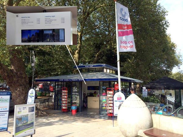 FlexScreen's tweet photo. Recent opgeleverd. FlexScreen #narrowcasting bij @canalcompany Leidseplein. #communicatie #amsterdam http://t.co/aD87S1i7SV