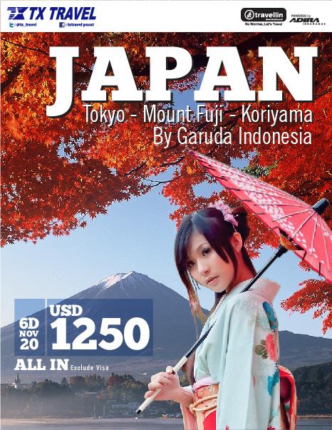 MartinaEsy's tweet photo. 20 Nov - SUPER FANTASTIC JAPAN by GARUDA INDONESIA 
USD 1250 ALL IN
Hub Kami @TXGROGOL 02156965199 http://t.co/rAZ9W9UFD9